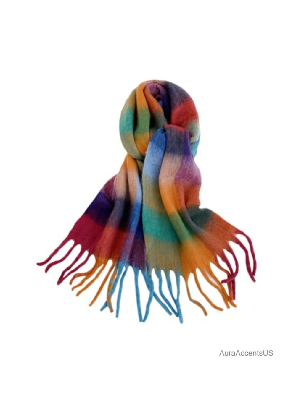 Cashmere Feel Plaid Tassel Scarf Shawl Wrap Women Winter Blanket Scarf